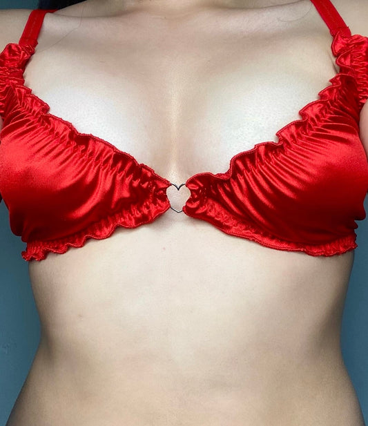 Set corazón rojo satén