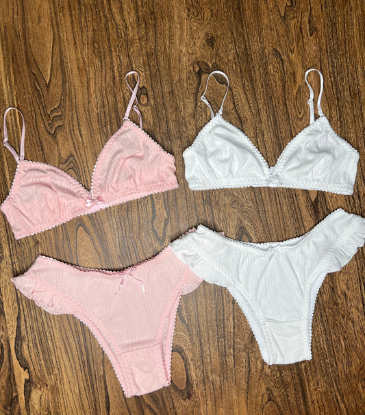 Dúo sets orquídea rosa y blanco