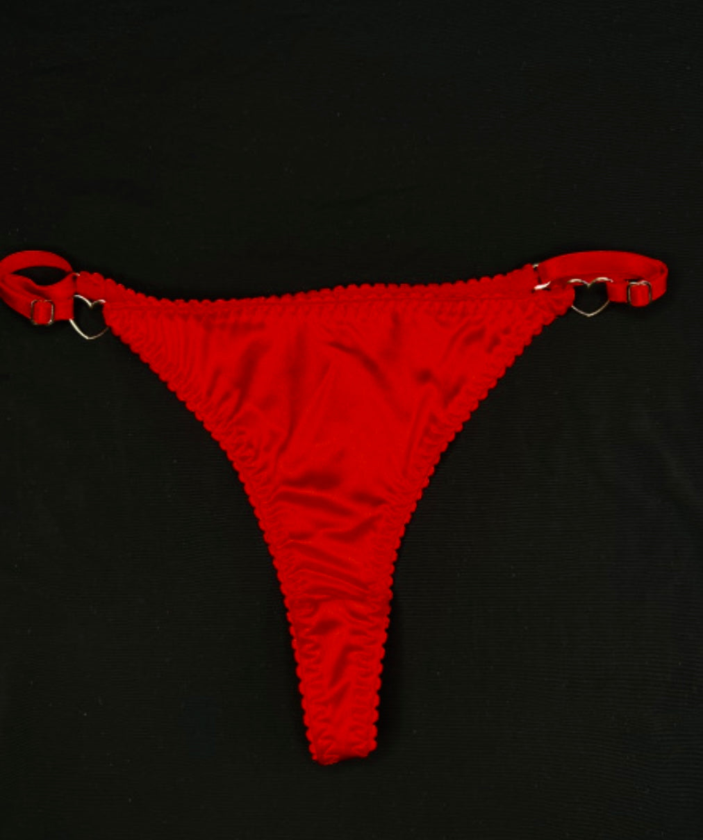 Red satin thong