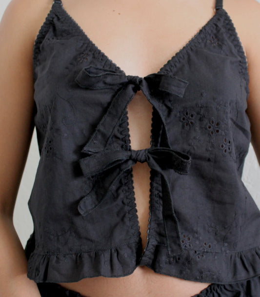 Top tira bordada algodón