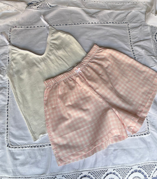Pink gingham pajamas