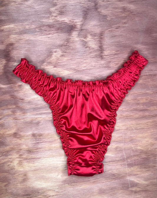 Ruffle red satin panty