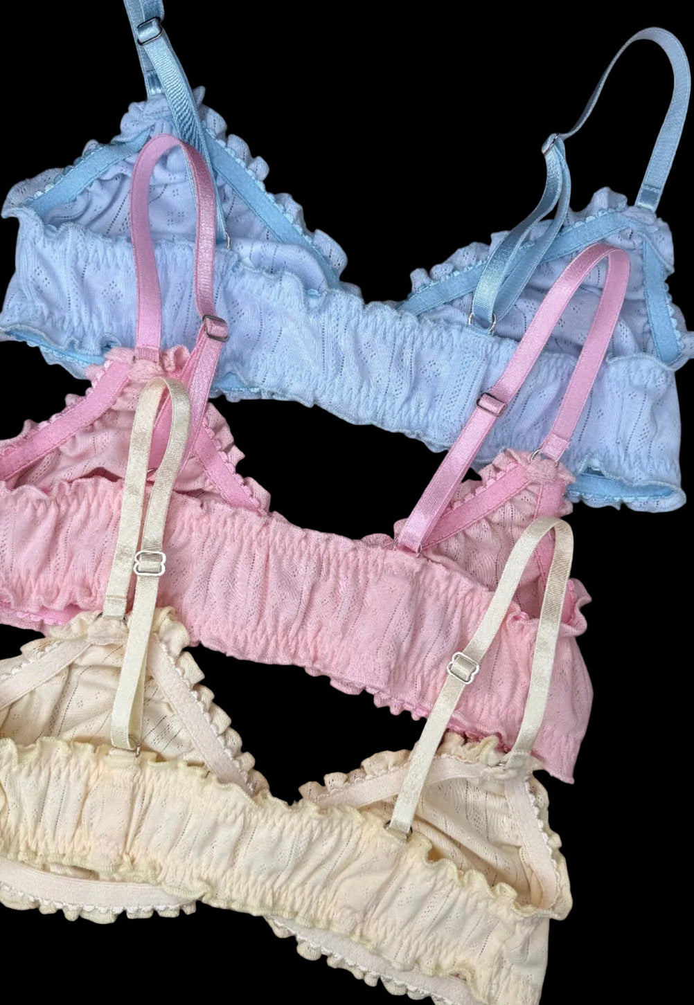 Trío ruffle tops pastel