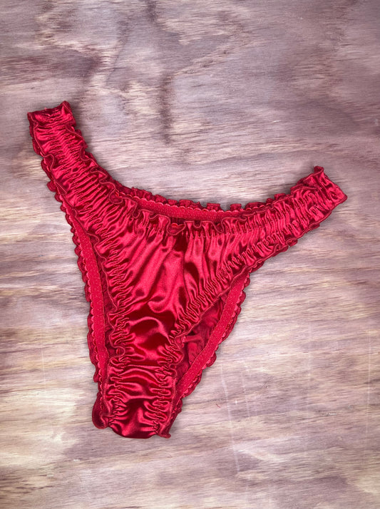 Ruffle red satin panty