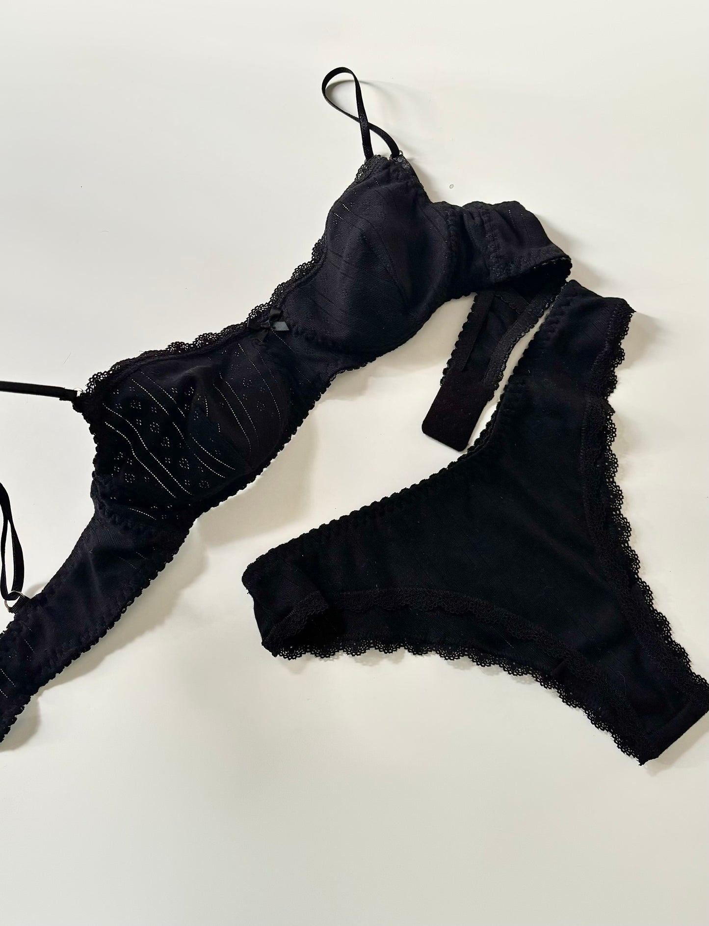Set arco falso pointelle negro
