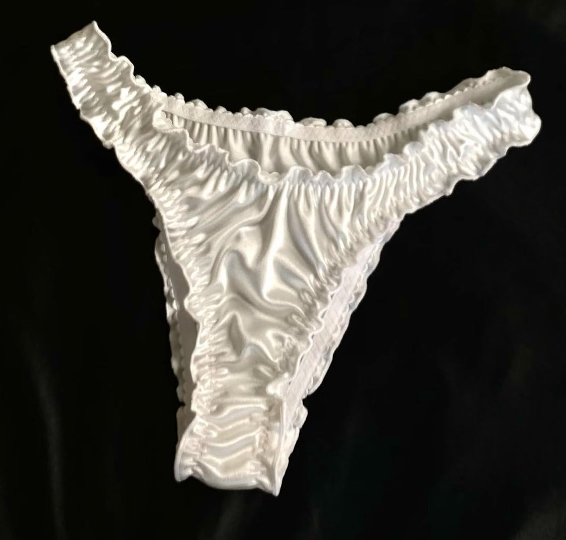 ruffle satén panty blanco